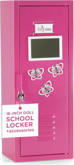 Emily Rose 18 Inch Doll Clothes Storage Option | USA Business | Bright Pink School Locker with TONS of Accessories | 18" Doll Clothing Closet - Includes Lock, Key & 5 Hangers