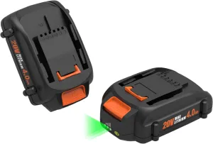 energup 2Pack 4.0Ah WA3525 Replace for Worx 20V Battery PowerShare for WA3520 WA3525 WA3575 WG890 WG891 for 20Volt Worx Batteries 20V