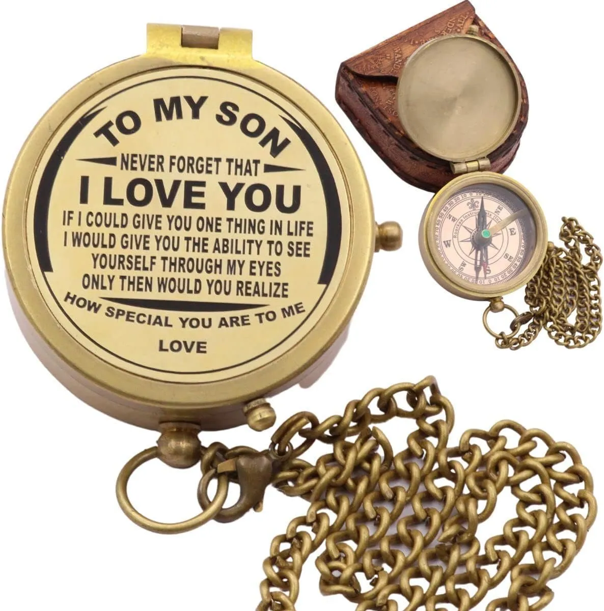 Engraved Compass Round Vintage Directional and Magnetic Tool Compass for Travelling Hiking & Outdoor Activities