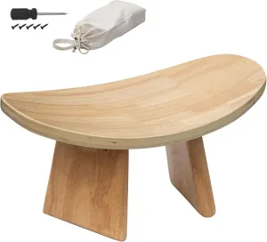 Ergonomic Wooden Meditation Bench for Seiza & Yoga Practice - Natural Portable Kneeling Seat for Travel & Prayer