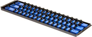 Ernst 18-Inch Socket Organizer 3 Rail Socket Boss (8451) - Toolbox Socket Organization Tray - SAE & Metric Socket Storage, 57 Twist-Lock Clips for 1/4-inch, 3/8-inch, & 1/2-inch Socket Sets, Blue, USA