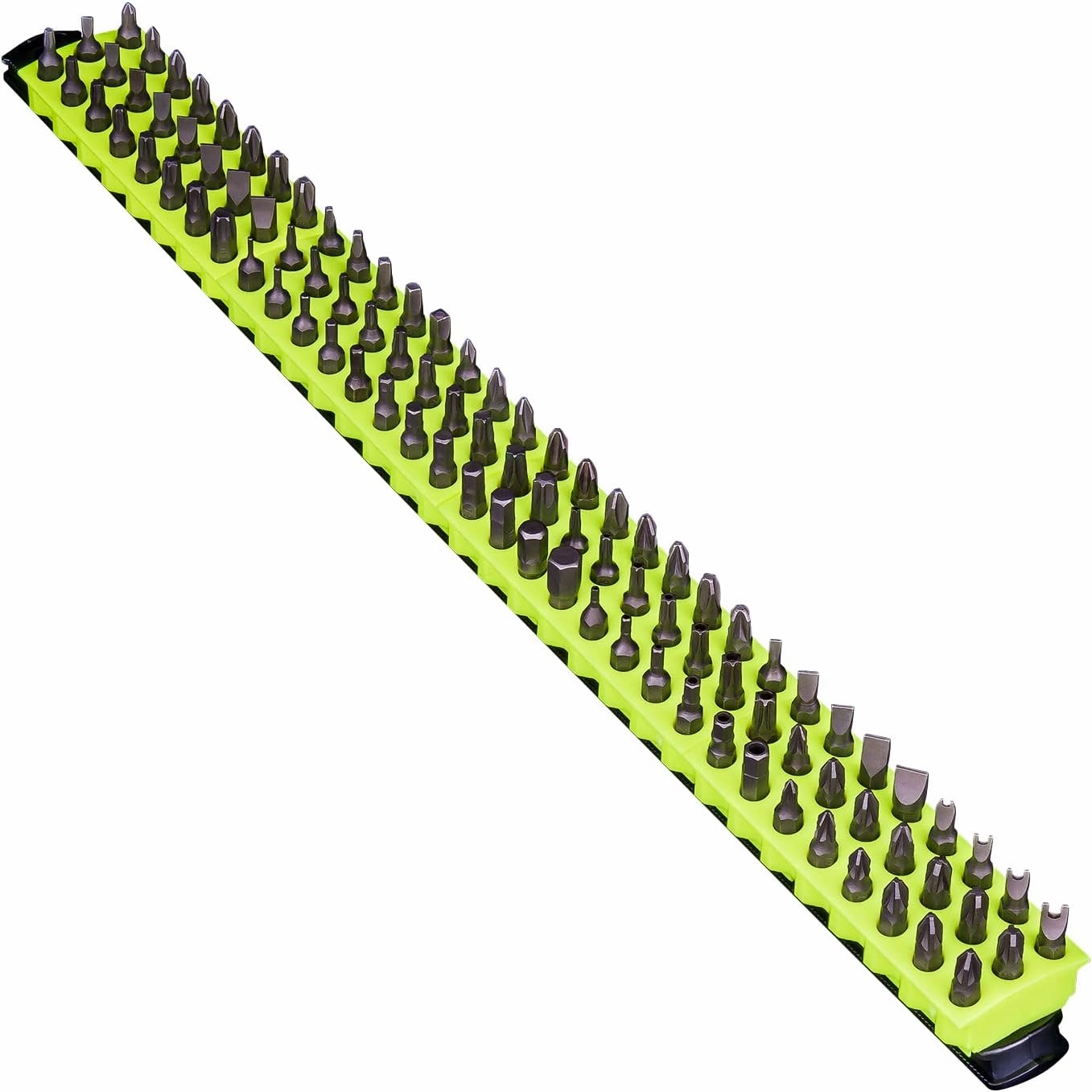Ernst Manufacturing 96 Tool Magnetic Bit Bar, 1/4" Hex Screwdriver Bit Storage Tool Organizer - Black/Hi-Viz