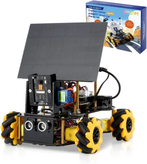ESP32 Smart Camera Solar Robot Car, 4WD Omnidirectional Movement Remote Control Car Compatible with Arduino IDE, Electronics Programming Project/STEM Educational/Science Coding Kit for 12 