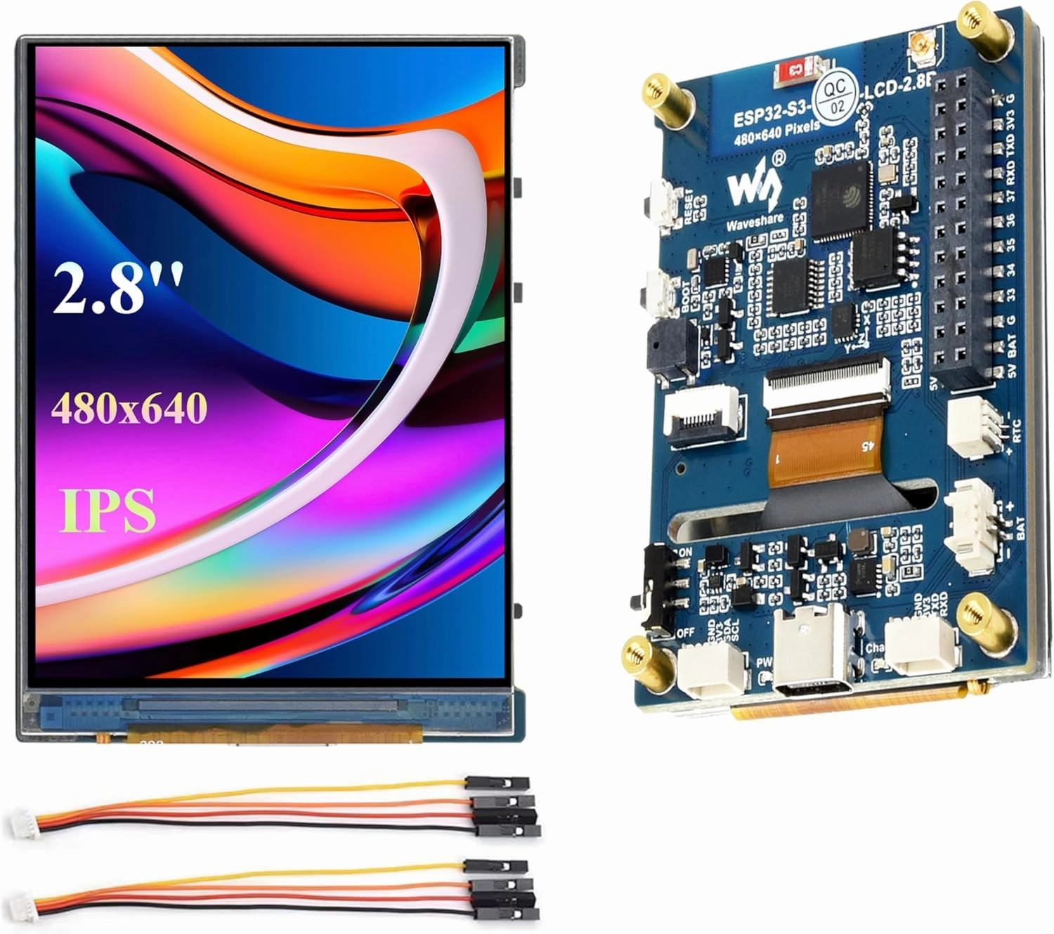 ESP32-S3 2.8inch Display Development Board, 480×640, IPS LCD, 32-bit LX7 Dual-Core Processor, Supports W-F-i & Blue-Too-th, ESP32 with Display (No Touch)