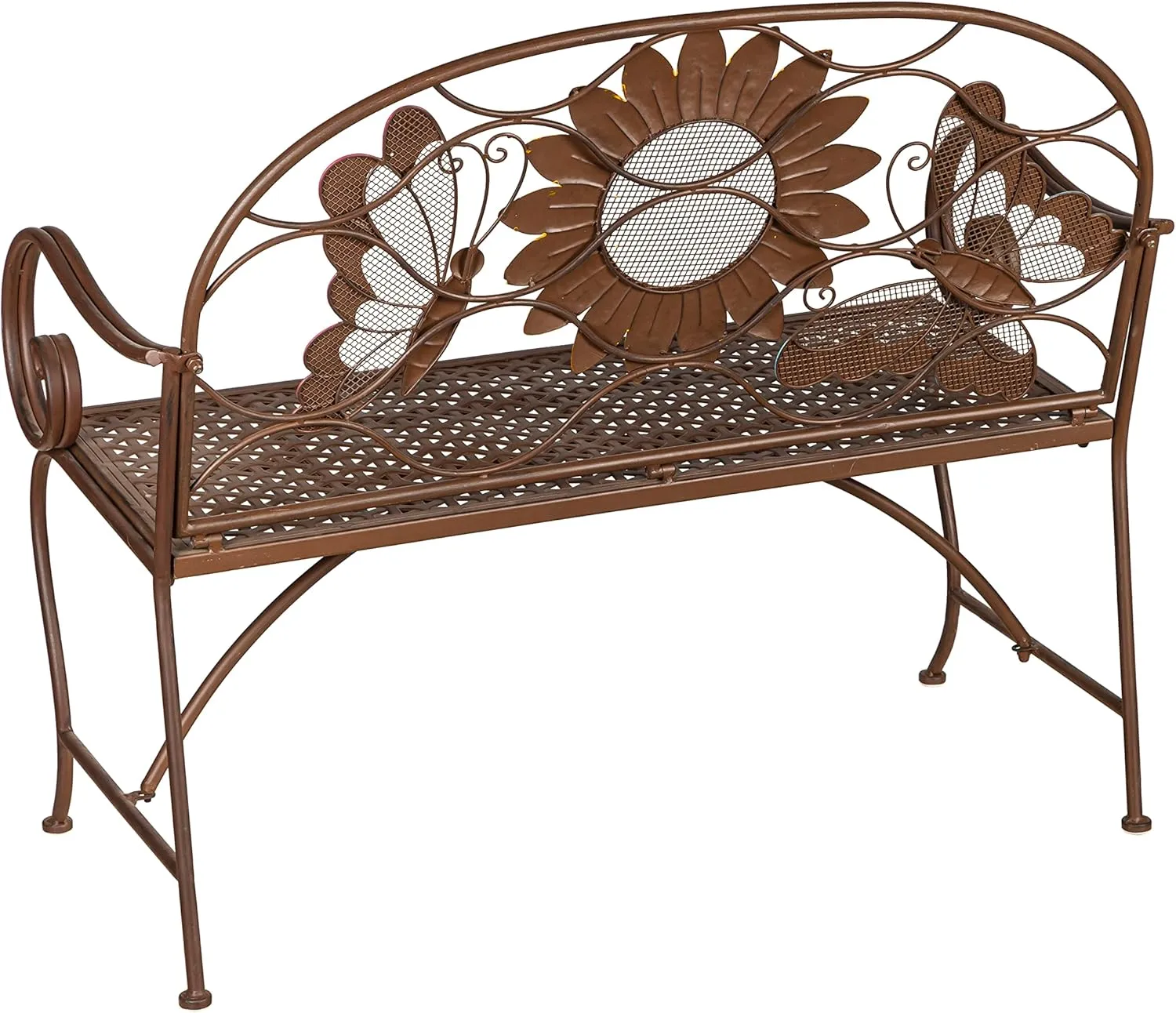 Evergreen Garden Sunflower Garden Bench Outdoors & Indoors | Cast Iron Metal Patio Bench | Outdoor Seating Furniture | Seats for Park, Porch, Deck, Yard