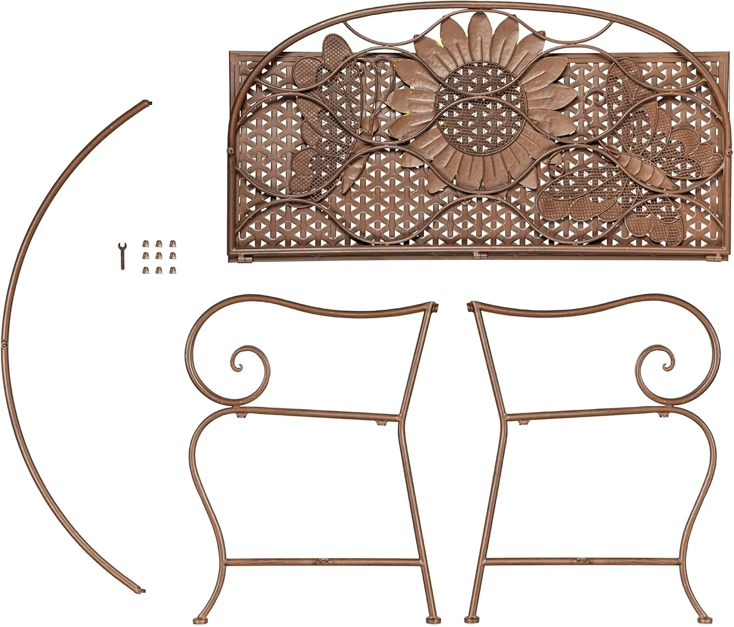 Evergreen Garden Sunflower Garden Bench Outdoors & Indoors | Cast Iron Metal Patio Bench | Outdoor Seating Furniture | Seats for Park, Porch, Deck, Yard