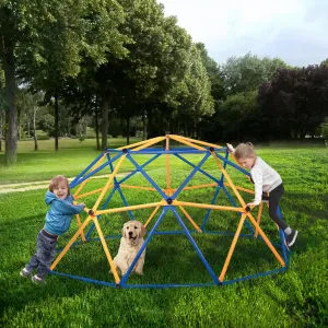 Exciting Outdoor Dome Climber for Kids' Adventures, Enhances Balance & Agility, for Play & Interaction, Blue & Yellow