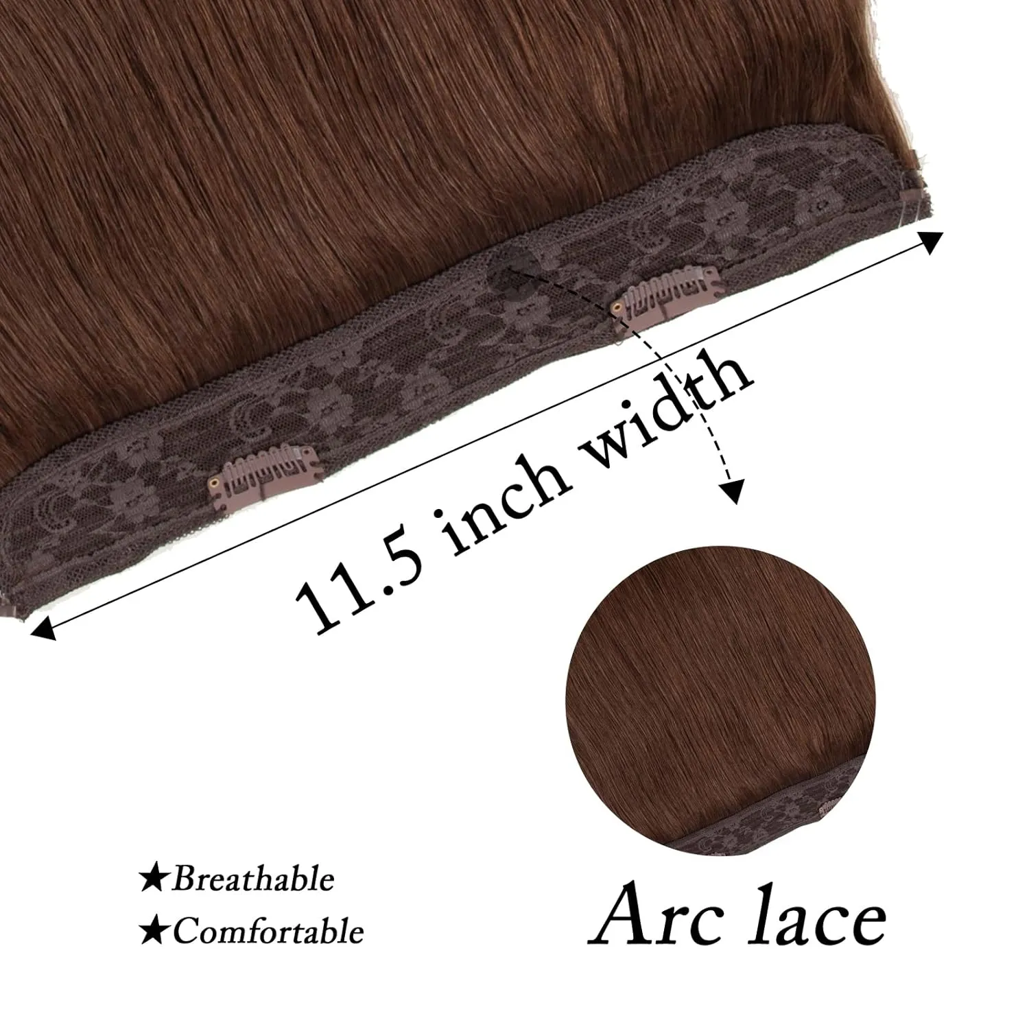Extensions Real Human Hair Wire Hair Extensions Human Hair One Piece Clip In Hair Extensions With Invisible Fish Line For Women Straight Hair (14 inch, Chocolate Brown #4)