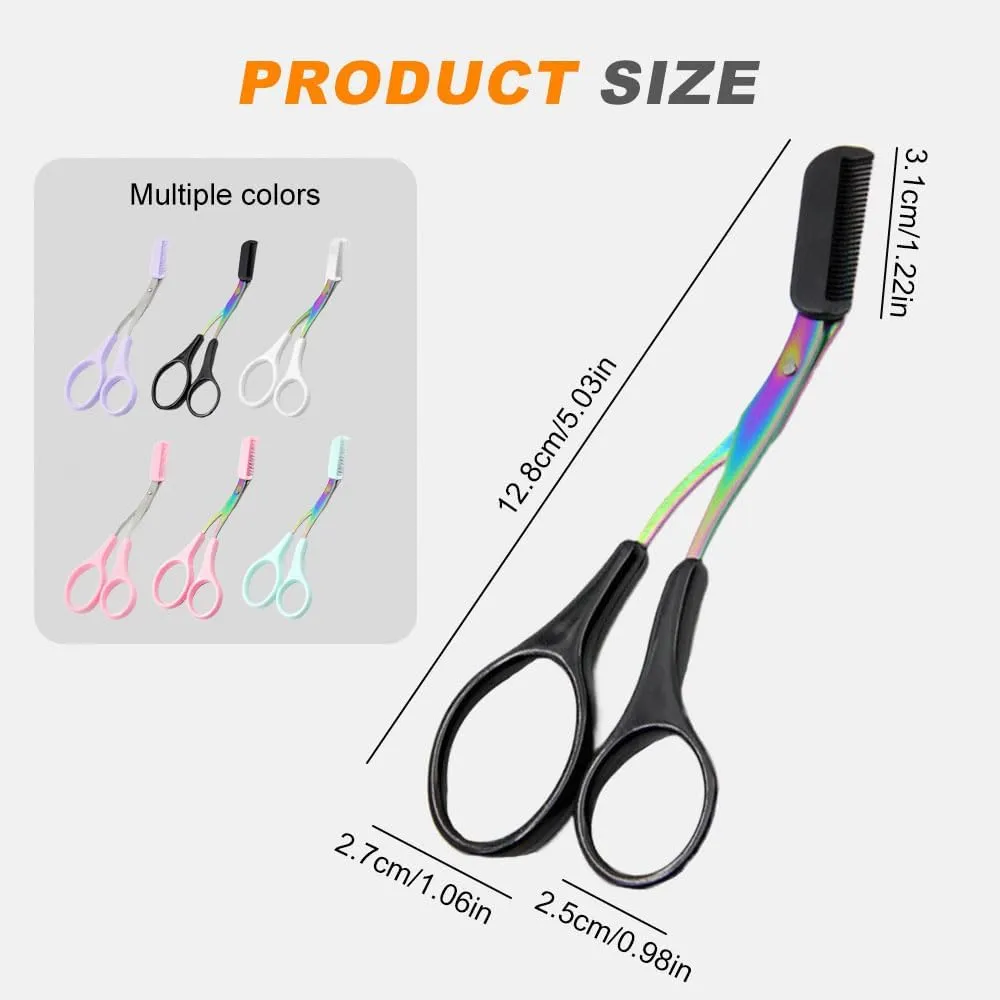 Eyebrow Trimmer Scissor, New 2 in 1 Eyebrow Scissors with Comb, Non-Slip Stainless Steel Eyebrow Trimming Scissors, Eyebrow Cutter Hair Removal Eyebrow Scissor Makeup Tool for Men Women (Pink)