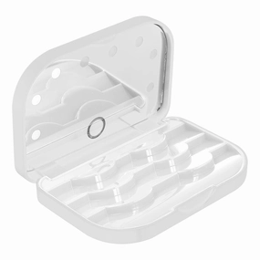 Eyelash Book Eyelash Holder Case Empty False Eyelash Container Organizer with Makeup Mirror LED Storage Case for Eye Makeup Tool White Eyelash Organizer