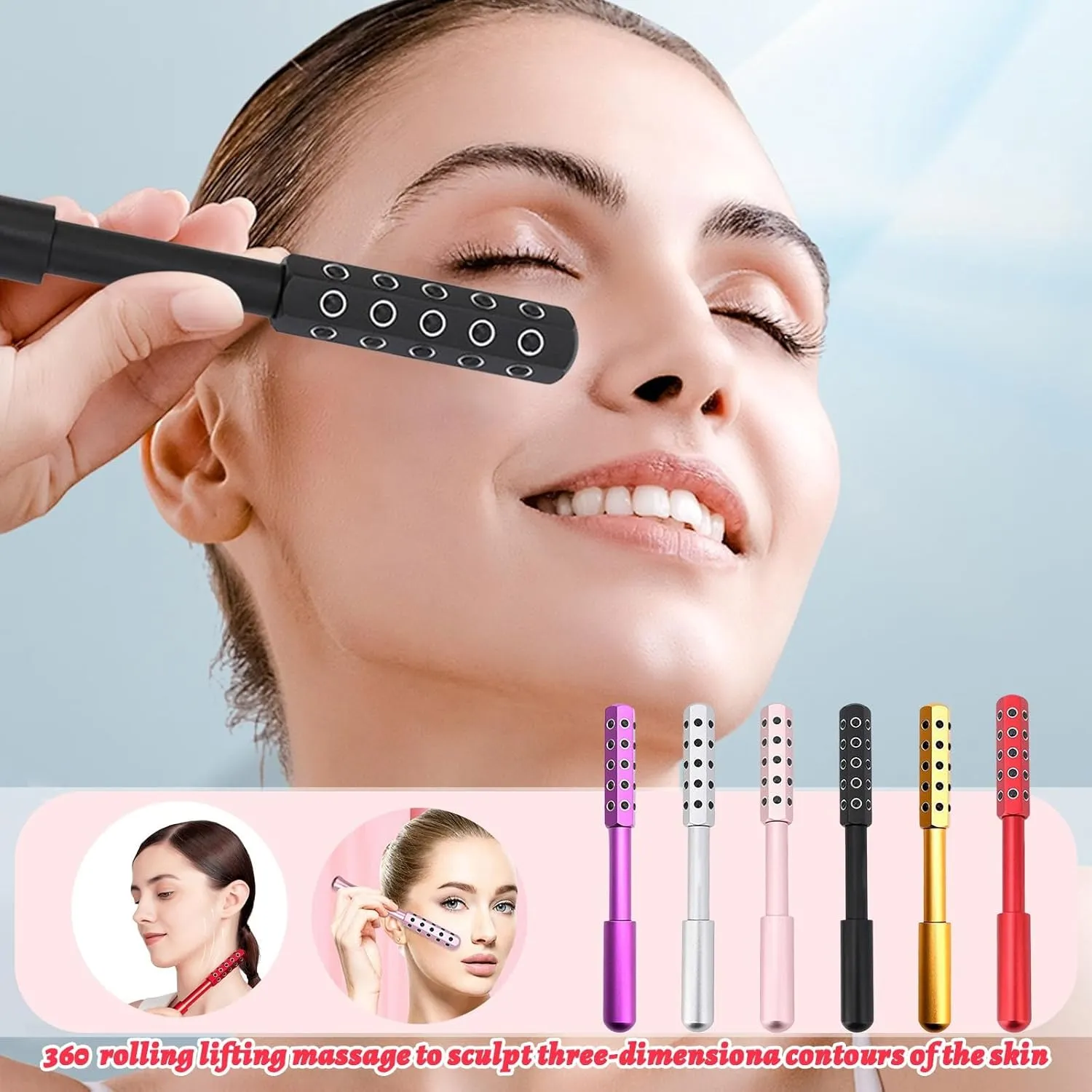 Face Roller for Facial Massage & Skincare – Nurse Beauty Roller for Puffiness, Glowing Skin, & Relaxation – Reusable Skin Care Tool for Face & Neck (Gold)