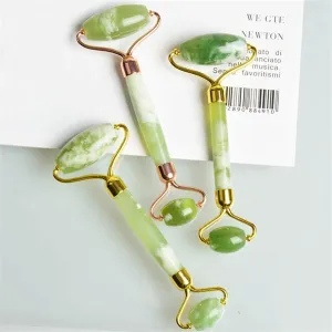 Face Roller Natural Jade Stone Lifting Massage Tool Slimming Remove Wrinkles Cellulite Skin Detox Relaxation Beauty Care 1Pcs (Color : Rose Gold)