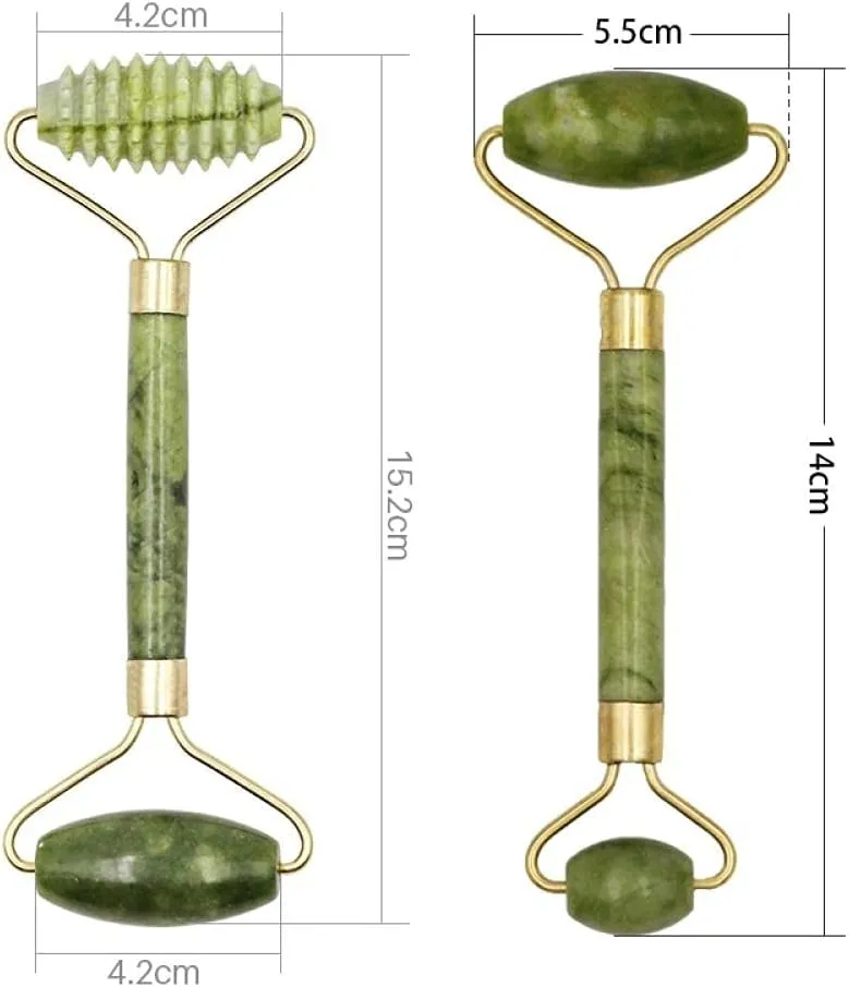Facial Massage Roller Guasha Board, ​Double Heads Jade Stone Face Eye Lift Body Skin Relaxation Slimming Beauty Neck Thin Massage-2pcsA