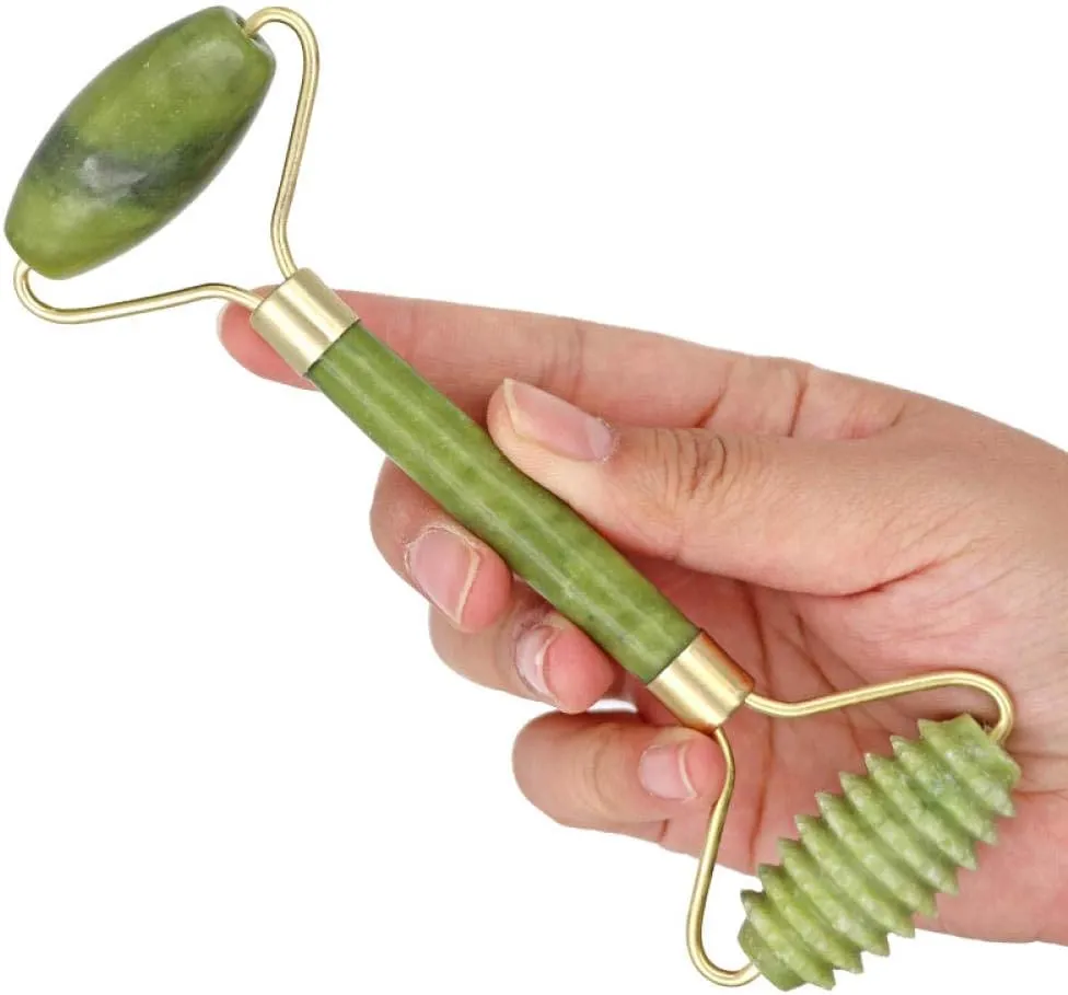 Facial Massage Roller Guasha Board, ​Double Heads Jade Stone Face Eye Lift Body Skin Relaxation Slimming Beauty Neck Thin Massage-2pcsA