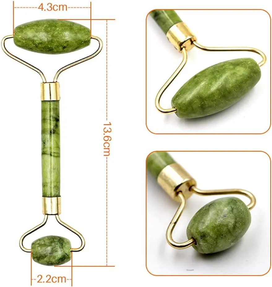 Facial Massage Roller Guasha Board, ​Double Heads Jade Stone Face Eye Lift Body Skin Relaxation Slimming Beauty Neck Thin Massage-2pcsA