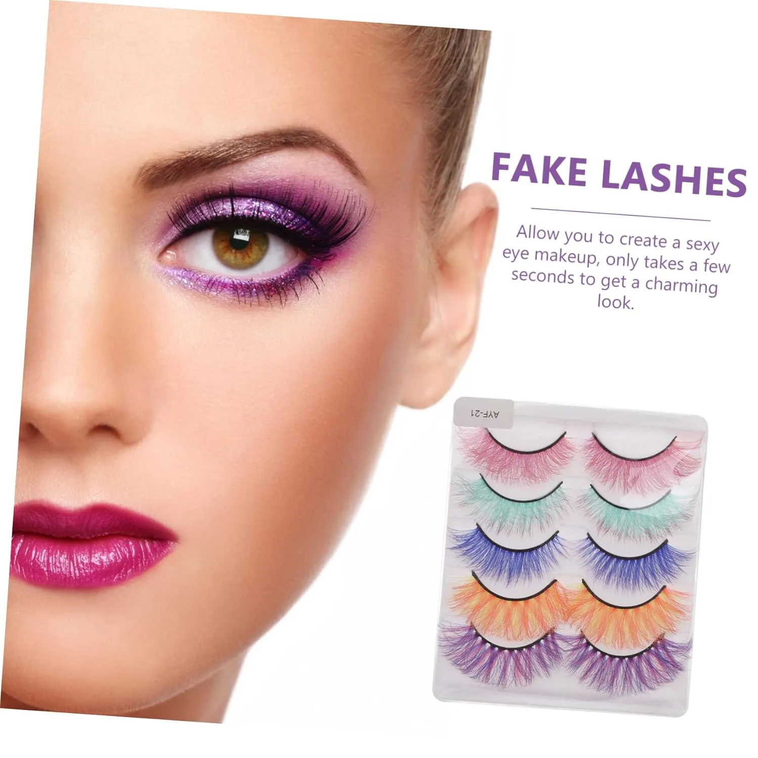 Fake Eyelash 10 Pairs Colored Natural False Lashes Cat Eyes Lashes Fake Lashes Colorful Eyelashes 3d False Eyelash