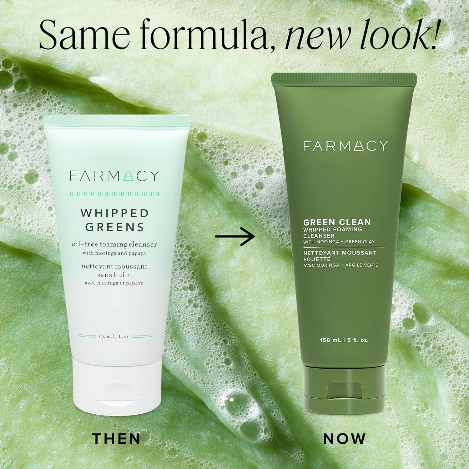 Farmacy Foaming Face Wash for Oily Skin - Whipped Greens Oil-Free Gentle Facial Cleanser   Exfoliator - Infused with Green Clay to Remove Impurities, Control Oil   Maintain Skin Hydration (5 fl oz)