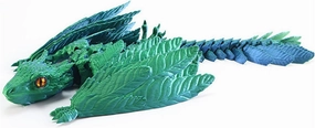 Feathered Wyvern Dragon, 3D Printed Dragon with Wings，Articulated Fidget Toy, 3D Printed Toys, Desktop Pet (Blue-Green)