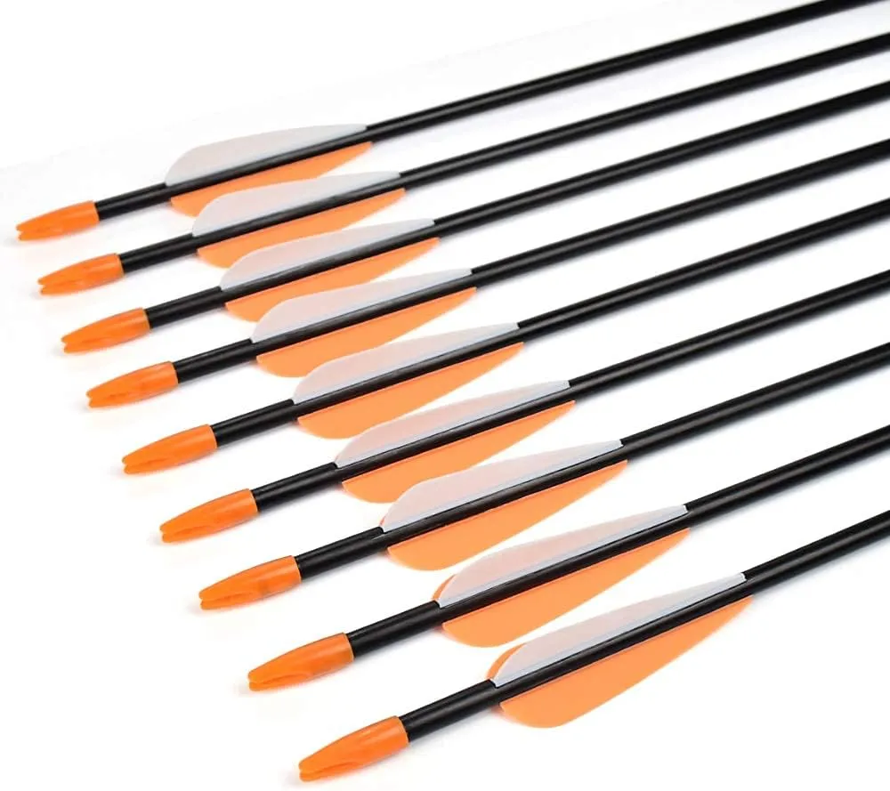 Fiberglass Practice Arrows Archery 24 26 28 30Inch Target Shooting Safetyglass Recurve Bows Suitable for Youth Children Woman Beginner