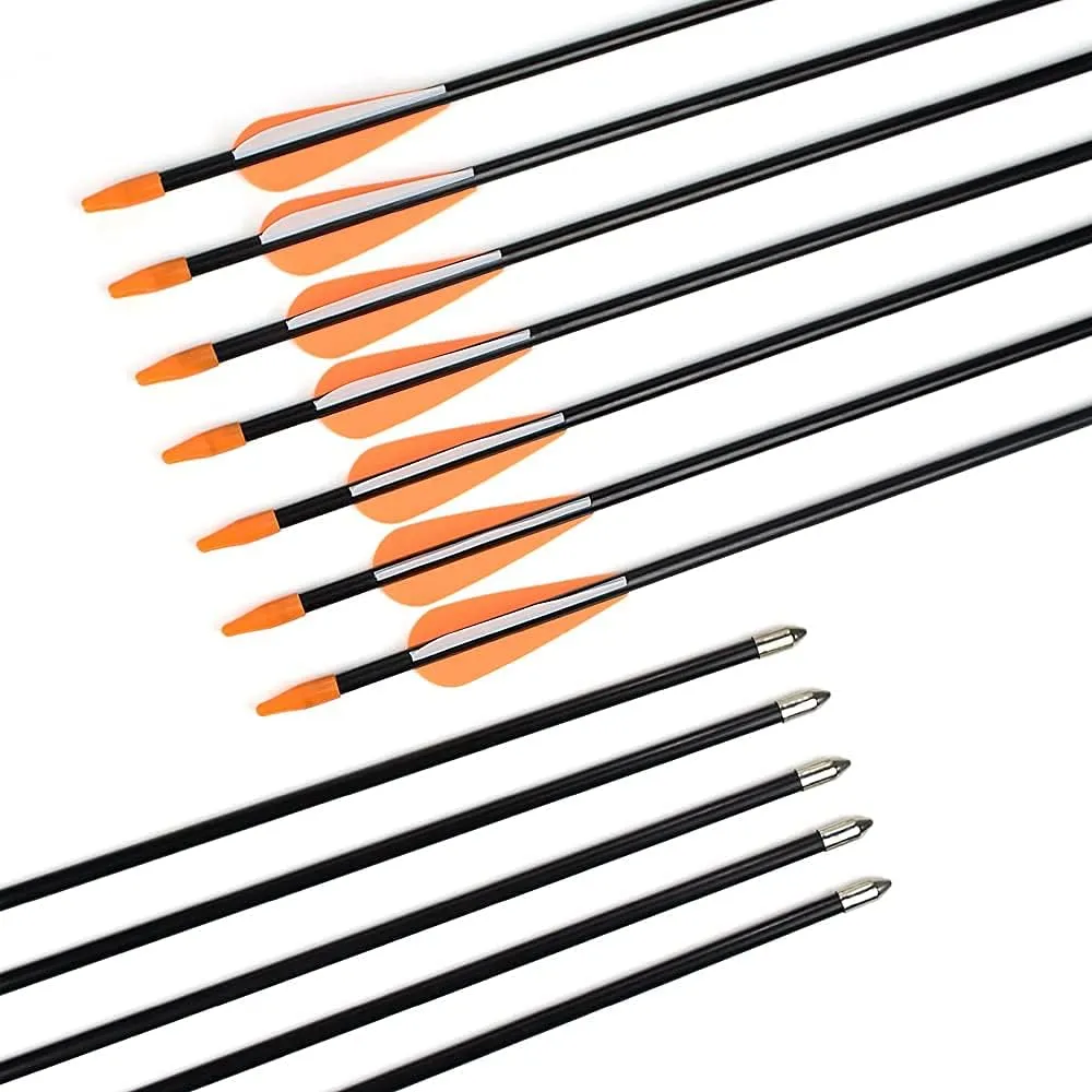 Fiberglass Practice Arrows Archery 24 26 28 30Inch Target Shooting Safetyglass Recurve Bows Suitable for Youth Children Woman Beginner