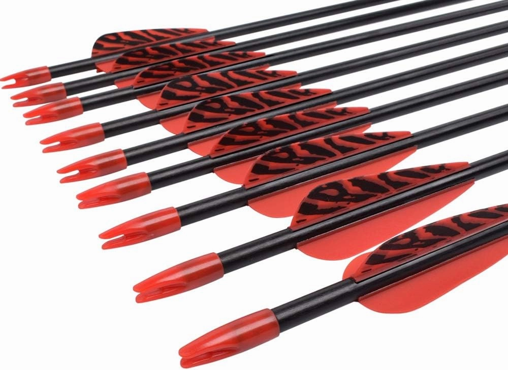 Fiberglass Arrows Archery 24 26 28 30 Inch Target Shooting Practice Safetyglass with Red Spots Vanes for Recurve Bows Suitable for Youth Children Woman Beginner 6/12 PCS