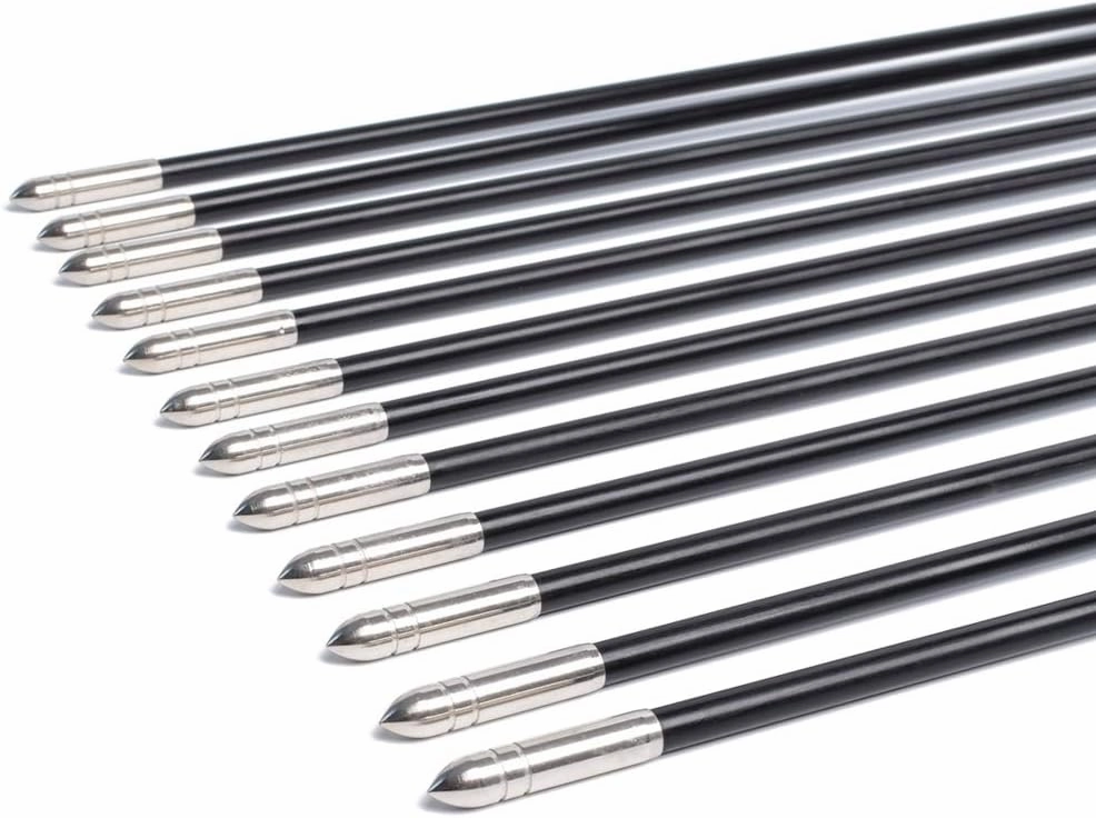 Fiberglass Arrows Archery 24 26 28 30 Inch Target Shooting Practice Safetyglass with Red Spots Vanes for Recurve Bows Suitable for Youth Children Woman Beginner 6/12 PCS