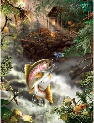 Fish Puzzle 1000 Piece Jigsaw Puzzles,Fish - Catching Dragonfly Portable Puzzle Game Toys Family Landscape, Outdoor Games, Modern Art, Artistic Pictures