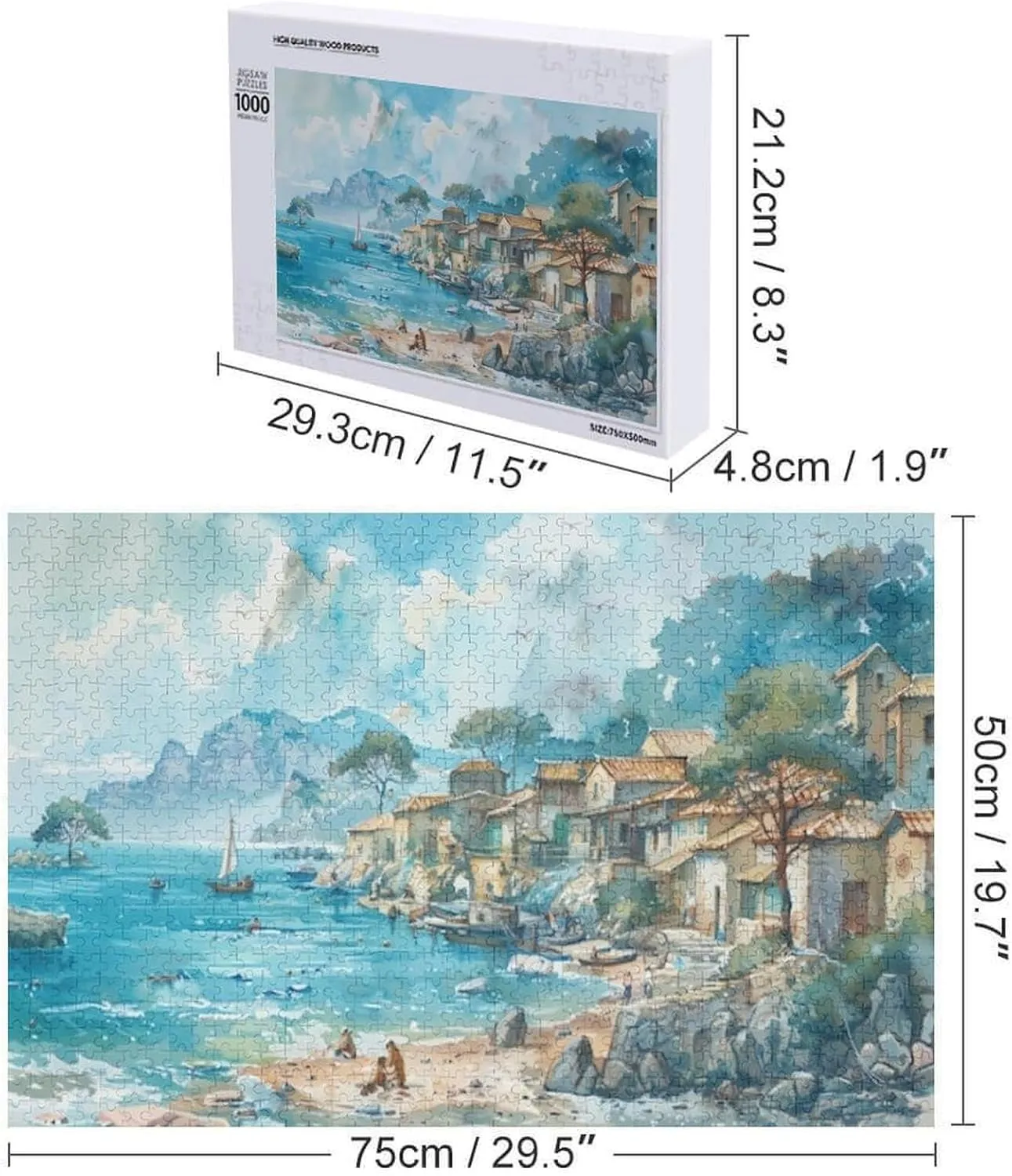Fishing Village Jigsaw Puzzle for Adults and Families Greaty 1000 Piece Puzzles Family Game Night Activity Unique Precision Fit Pieces