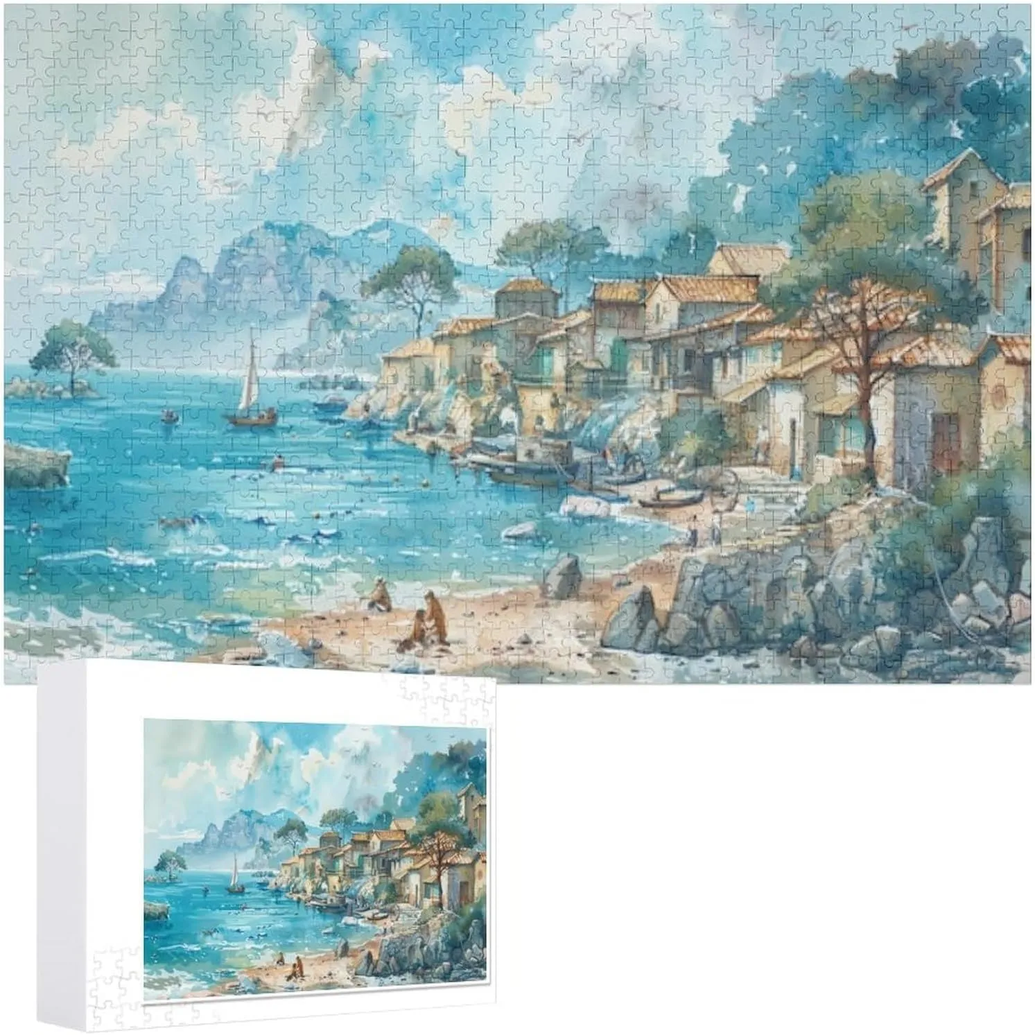 Fishing Village Jigsaw Puzzle for Adults and Families Greaty 1000 Piece Puzzles Family Game Night Activity Unique Precision Fit Pieces
