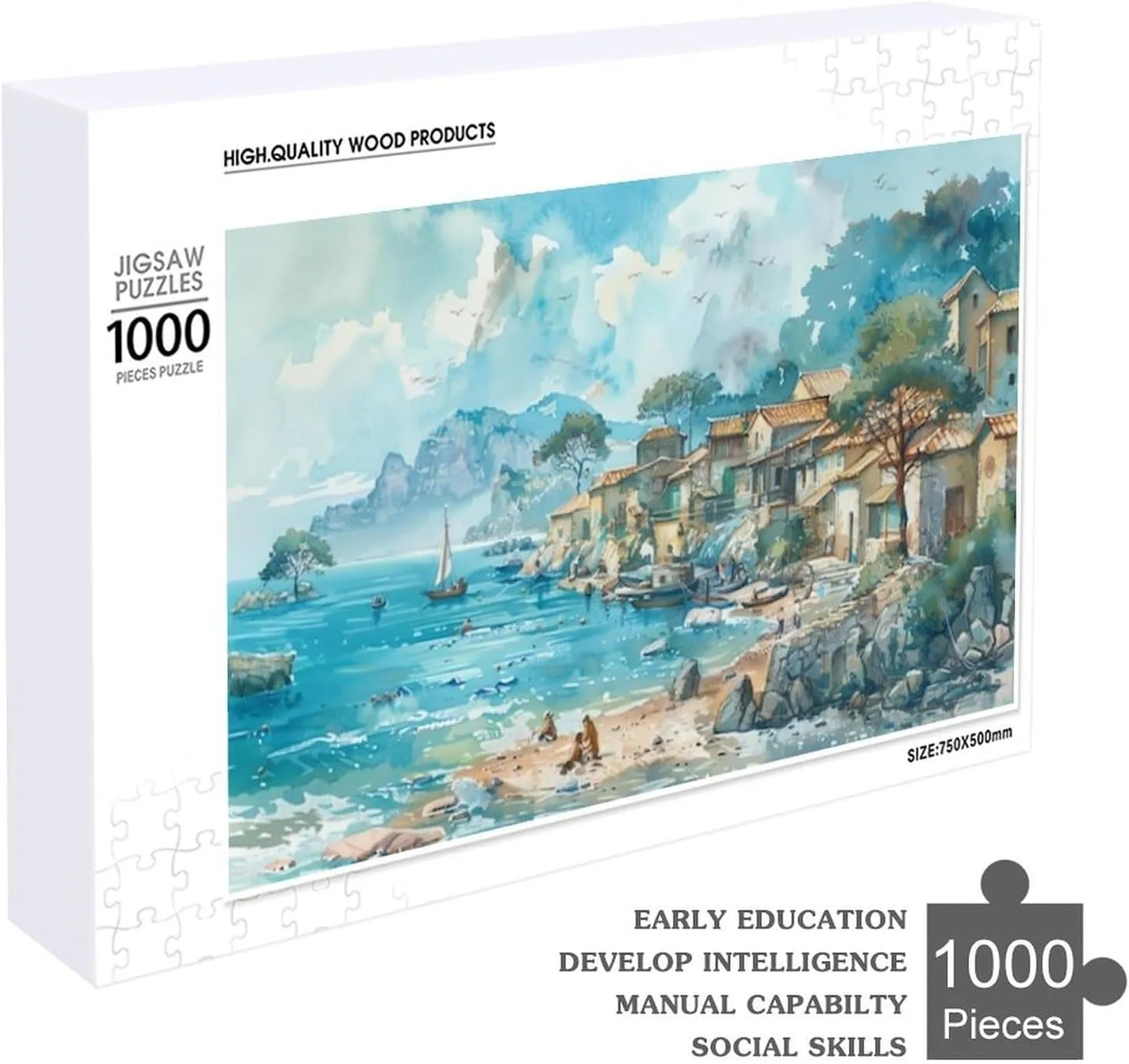 Fishing Village Jigsaw Puzzle for Adults and Families Greaty 1000 Piece Puzzles Family Game Night Activity Unique Precision Fit Pieces