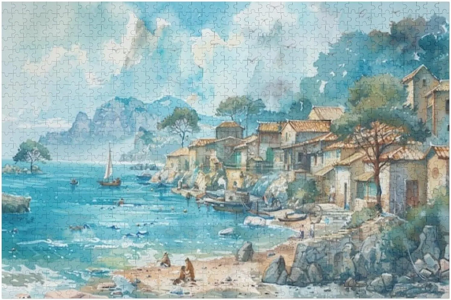 Fishing Village Jigsaw Puzzle for Adults and Families Greaty 1000 Piece Puzzles Family Game Night Activity Unique Precision Fit Pieces