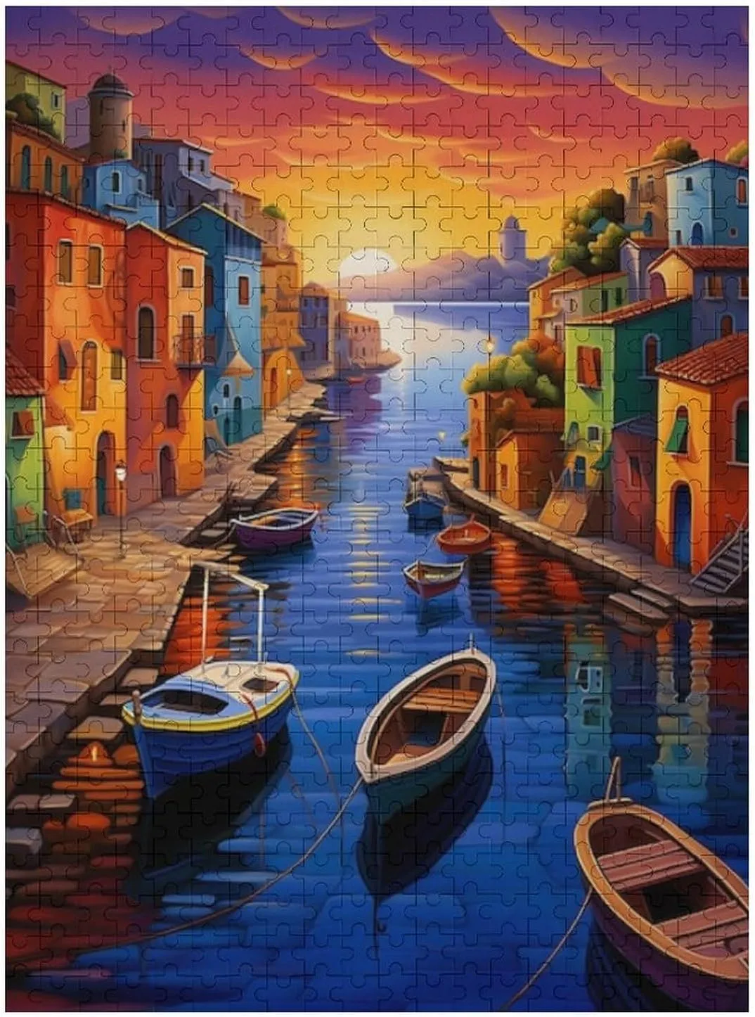 Fishing Village Jigsaw Puzzle for Adults and Kids Challenging Puzzle Game Nights Jigsaw Puzzle Unique Gifts 500 Piece Funny Puzzles for Family Wedding Graduation Friends