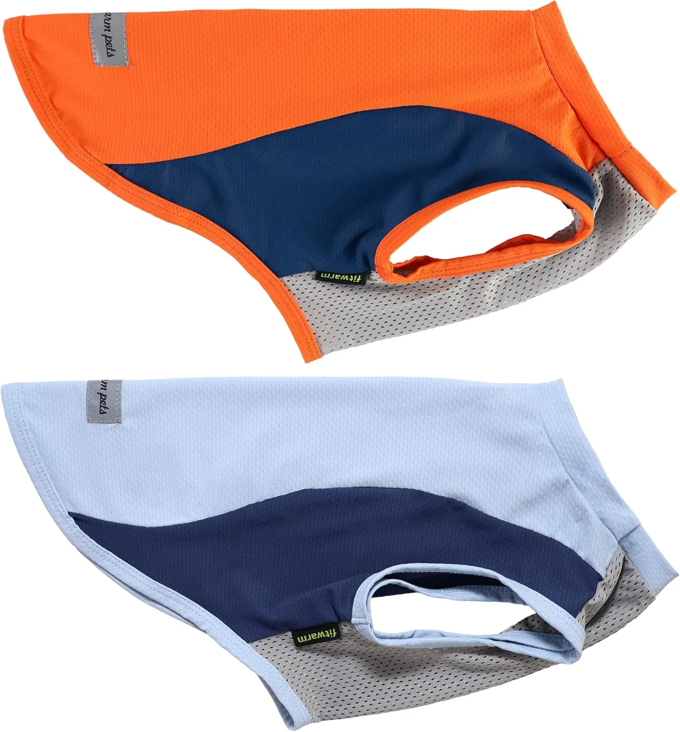 Fitwarm 2 Pack UPF 50  UV Sun Protection Dog Shirt, Quick Dry Summer Dog Clothes for Small Dogs Boy Girl, Reflective Label, Lightweight Breathable Cooling Vest, Pet Cat Outfit, Orange, Blue, XL