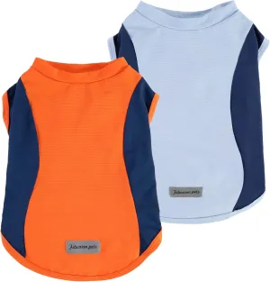 Fitwarm 2 Pack UPF 50  UV Sun Protection Dog Shirt, Quick Dry Summer Dog Clothes for Small Dogs Boy Girl, Reflective Label, Lightweight Breathable Cooling Vest, Pet Cat Outfit, Orange, Blue, XL