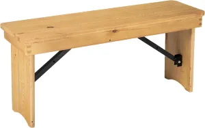 Flash Furniture HERCULES 40" x 12" Folding Farm Bench, Solid Pine Entryway Bench in Light Natural