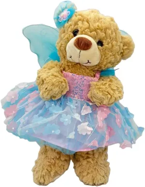 Floral Butterfly Dress with Wings for 14 to 18 Inch Stuffed Animals Colorful Fairy-Themed Outfit for Plush Toys, Teddy Bears, and Dolls Magical Dress-Up Costume for Kids Gift Idea