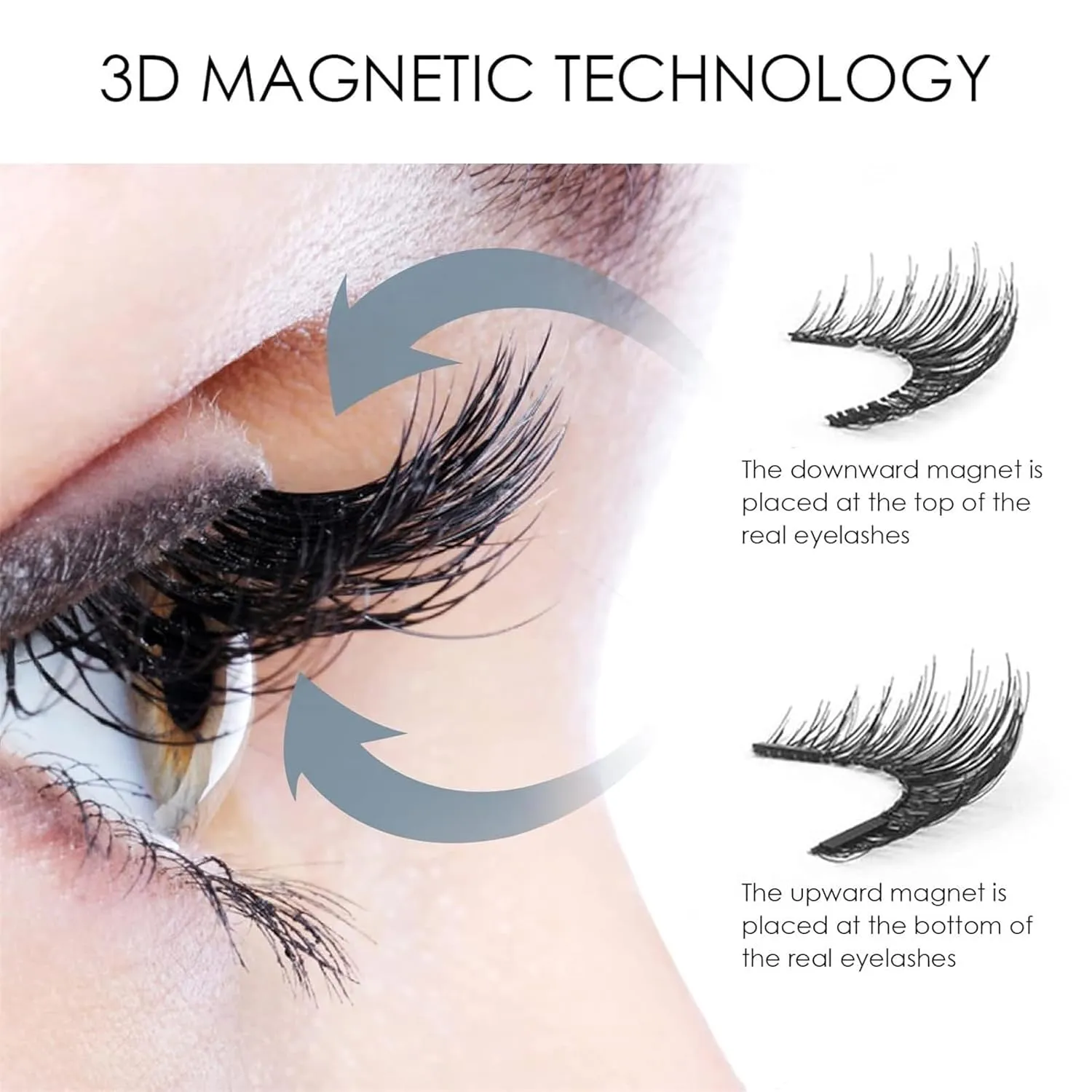 FlyLash Magnetic Lashes, FlyLash Eyelashes, Magnetic Eyelashes with Applicator, Reusable Double Sided Magnetic Eyelashes Natural Look (Natural)