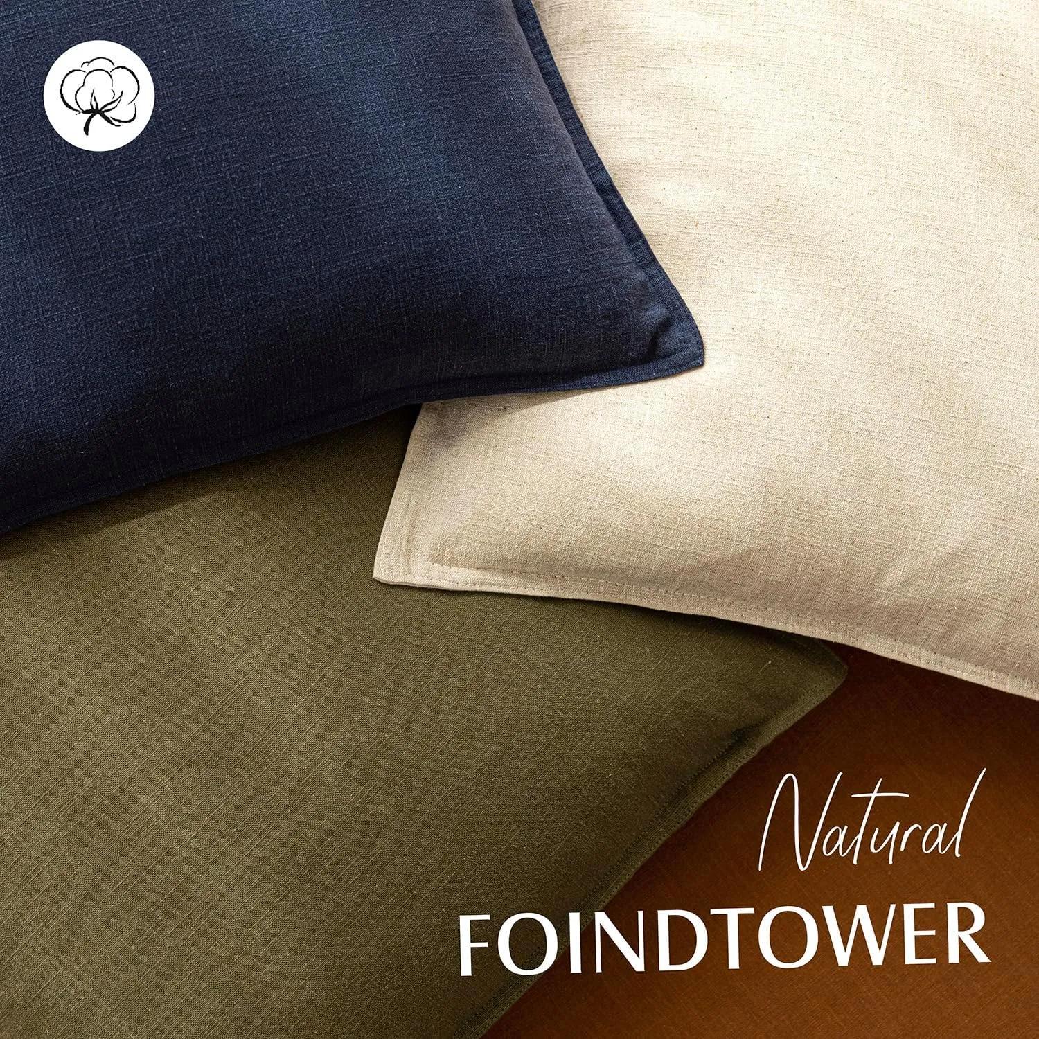 Foindtower Pack of 2, Decorative Linen Soild Throw Pillow Covers Soft Accent Cushion Case Boho Farmhouse Neutral Pillowcase for Couch Sofa Bedroom Living Room Home Decor 20 x 20 Inch Natural Beige