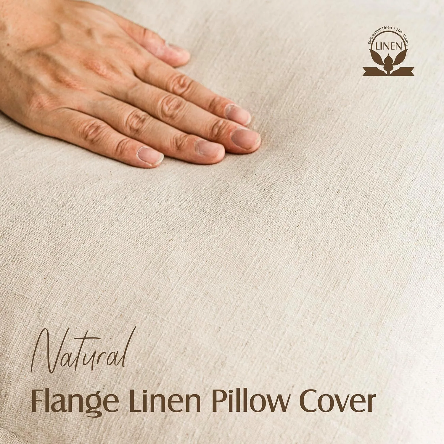 Foindtower Pack of 2, Decorative Linen Soild Throw Pillow Covers Soft Accent Cushion Case Boho Farmhouse Neutral Pillowcase for Couch Sofa Bedroom Living Room Home Decor 20 x 20 Inch Natural Beige