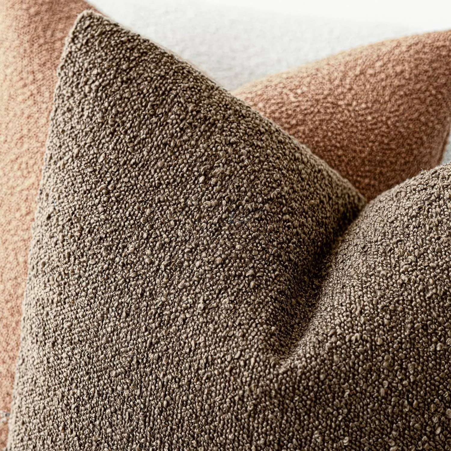 Foindtower Pack of 2 Textured Boucle Throw Pillow Covers Accent Solid Pillow Cases Cozy Soft Decorative Couch Cushion Case for Chair Sofa Bedroom Living Room Home Decor 18x18 Inch Light Brown