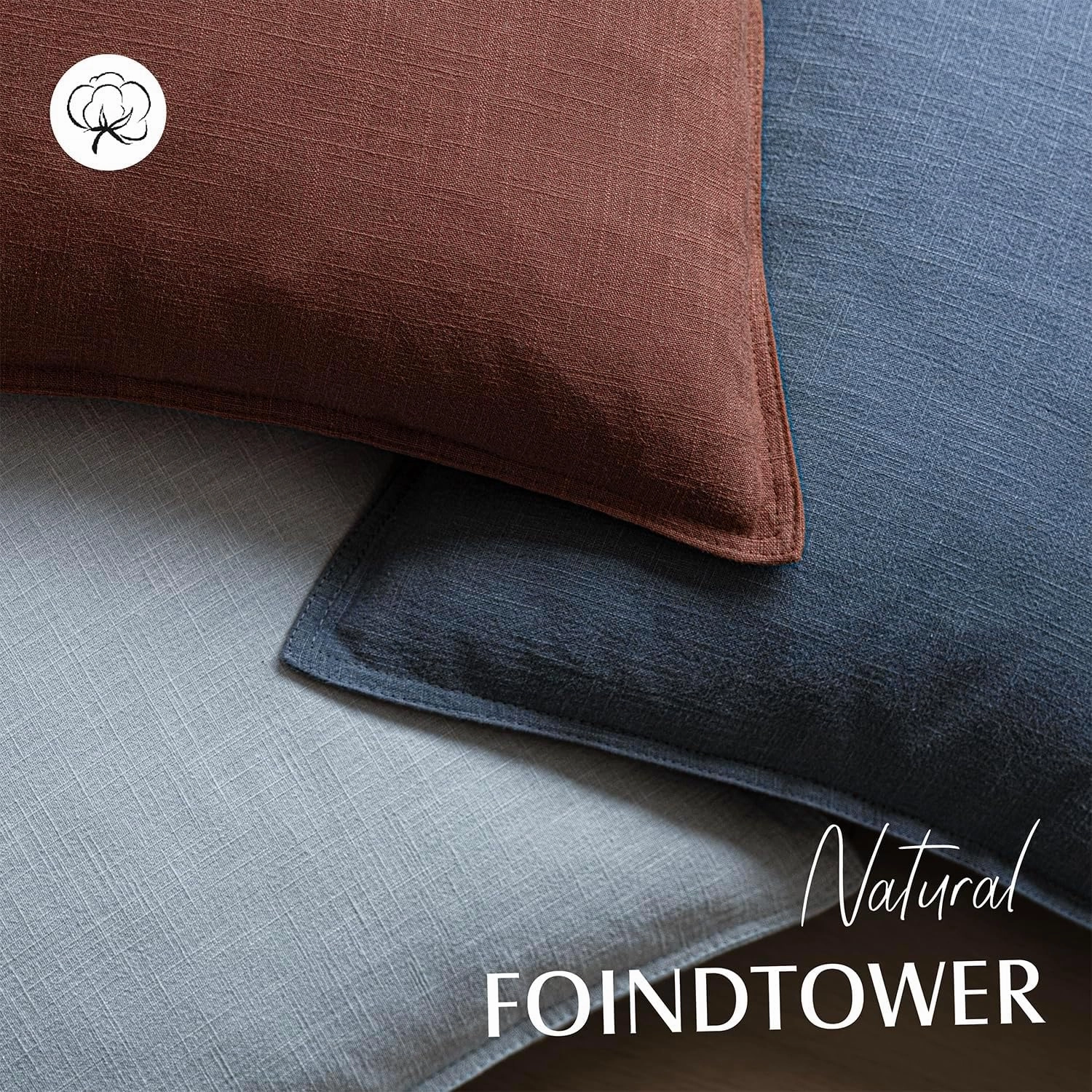 Foindtower Pack of 2, Decorative Linen Soild Throw Pillow Covers Soft Accent Euro Cushion Case Boho Farmhouse Pillowcase for Chair Couch Sofa Bedroom Living Room Home Decor 20 x 20 Inch Rust Red