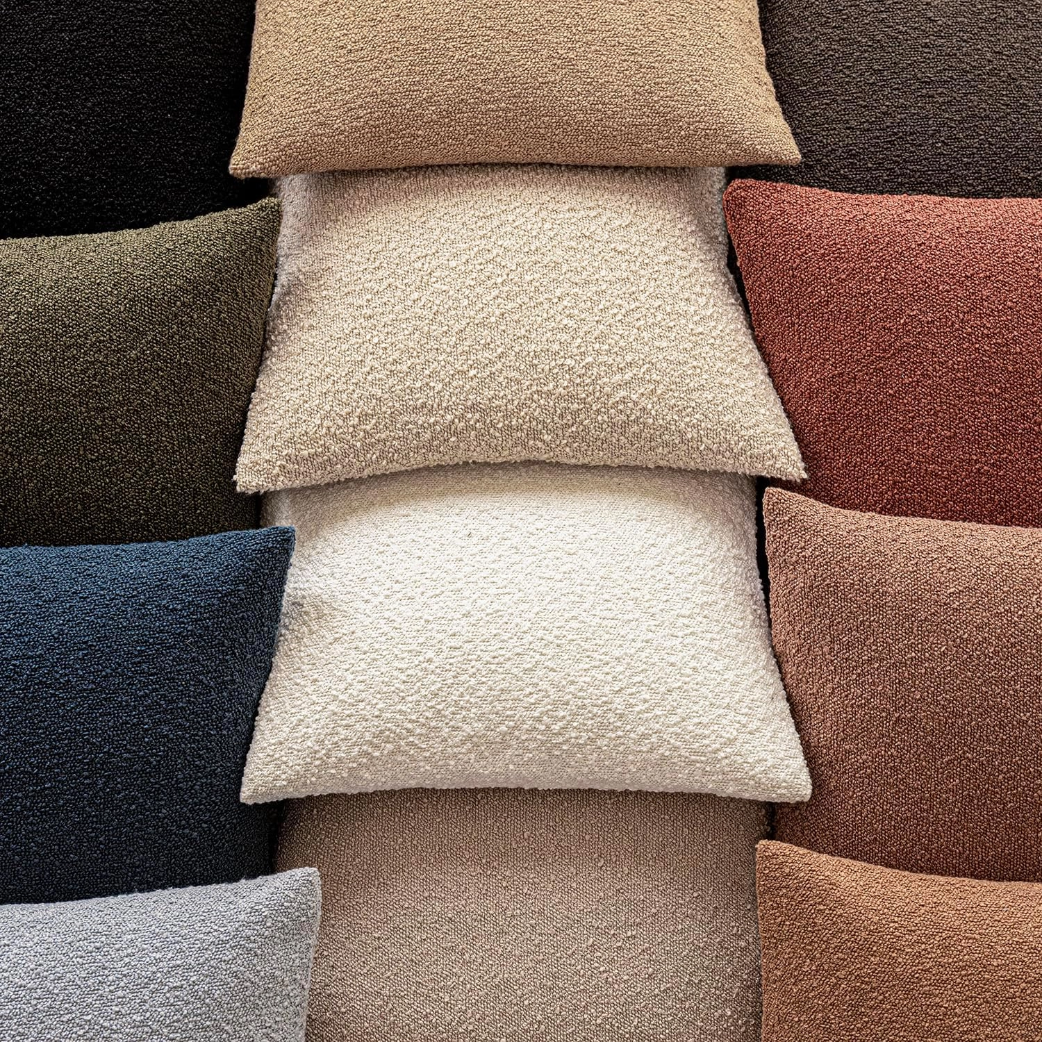 Foindtower Set of 2, Decorative Textured Boucle Throw Pillow Covers Accent Solid Pillow Cases Neutral Soft Cozy Couch Cushion Case for Chair Sofa Bedroom Living Room Home Decor 16x16 Inch Light Brown