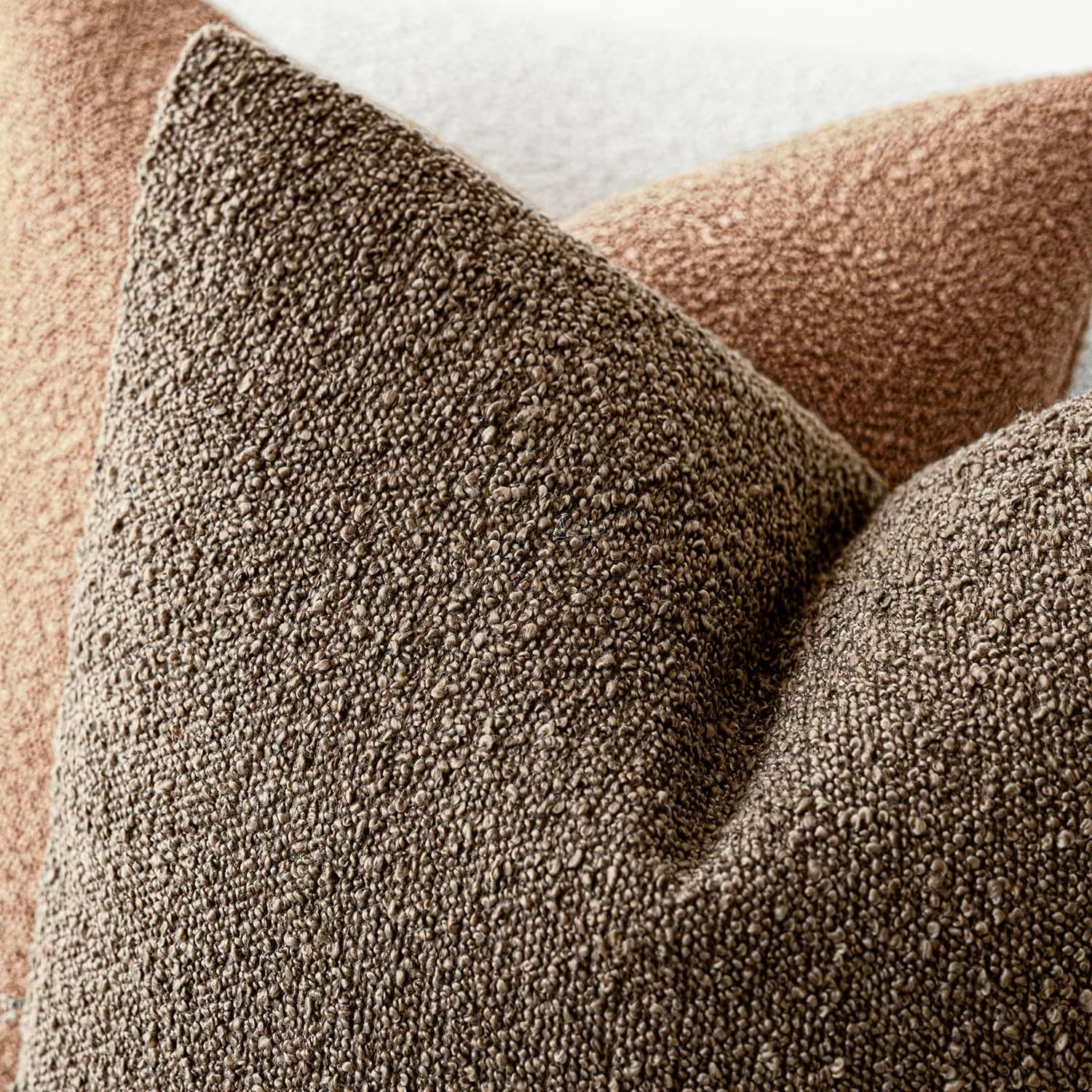 Foindtower Set of 2, Decorative Textured Boucle Throw Pillow Covers Accent Solid Pillow Cases Neutral Soft Cozy Couch Cushion Case for Chair Sofa Bedroom Living Room Home Decor 16x16 Inch Light Brown
