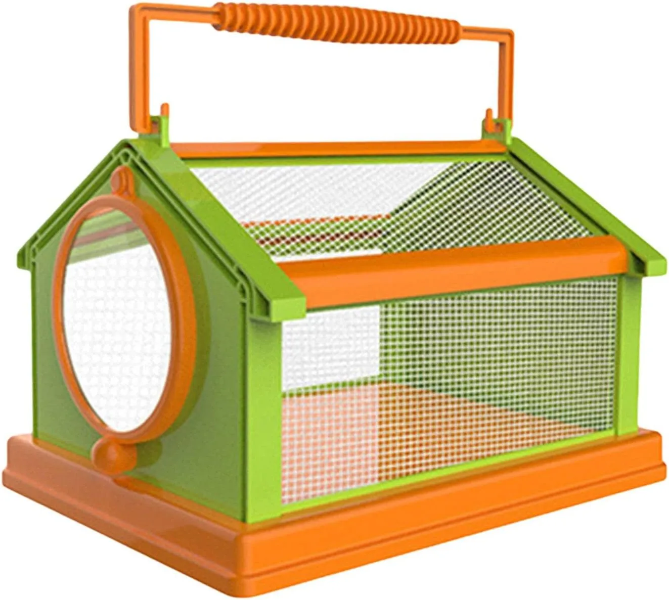 Folding Butterfly Habitat Cage with Carrying Caterpillars,Outdoor Discovery Critter Case for Transporting and Raising, Portable Carry Handle Easy to Observe, Green Orange