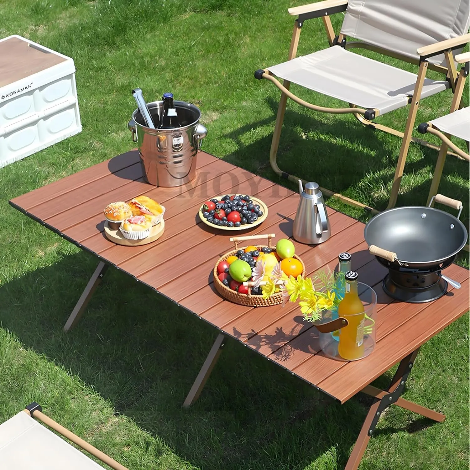Folding Camping Table, Portable Picnic Table, Low Outdoor Table, Fold Up Collapsible Roll Up Metal Camp with Carry Bag for Beach Party Patio BBQ Travel,Black,S