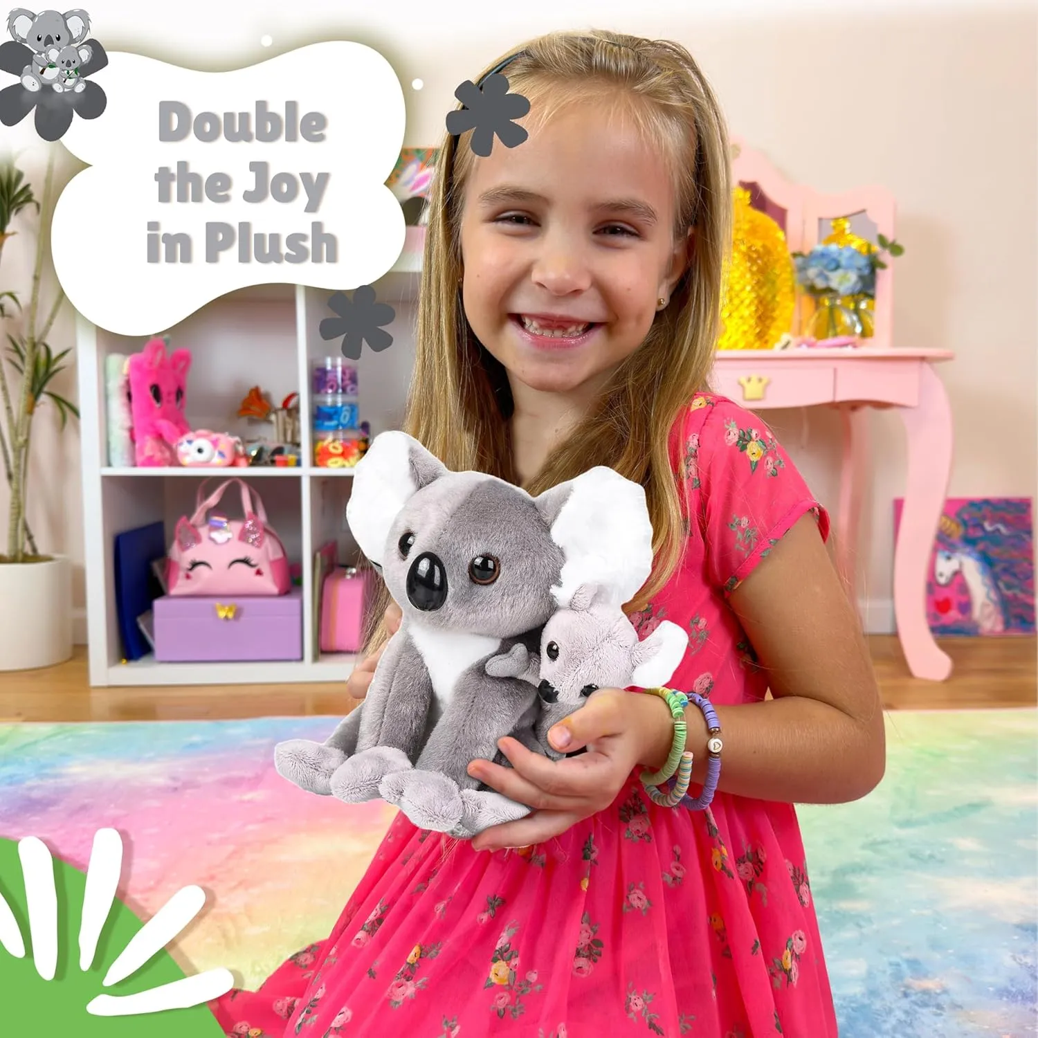 Forest & Twelfth Mom and Baby Mini Koala, Stuffed Animals for Boys and Girls, Jungle Baby Shower Decorations, Nursery Décor, Zoo Animals for Toddlers, Plush Toys, Soft Stuffed Koalas (Koala)
