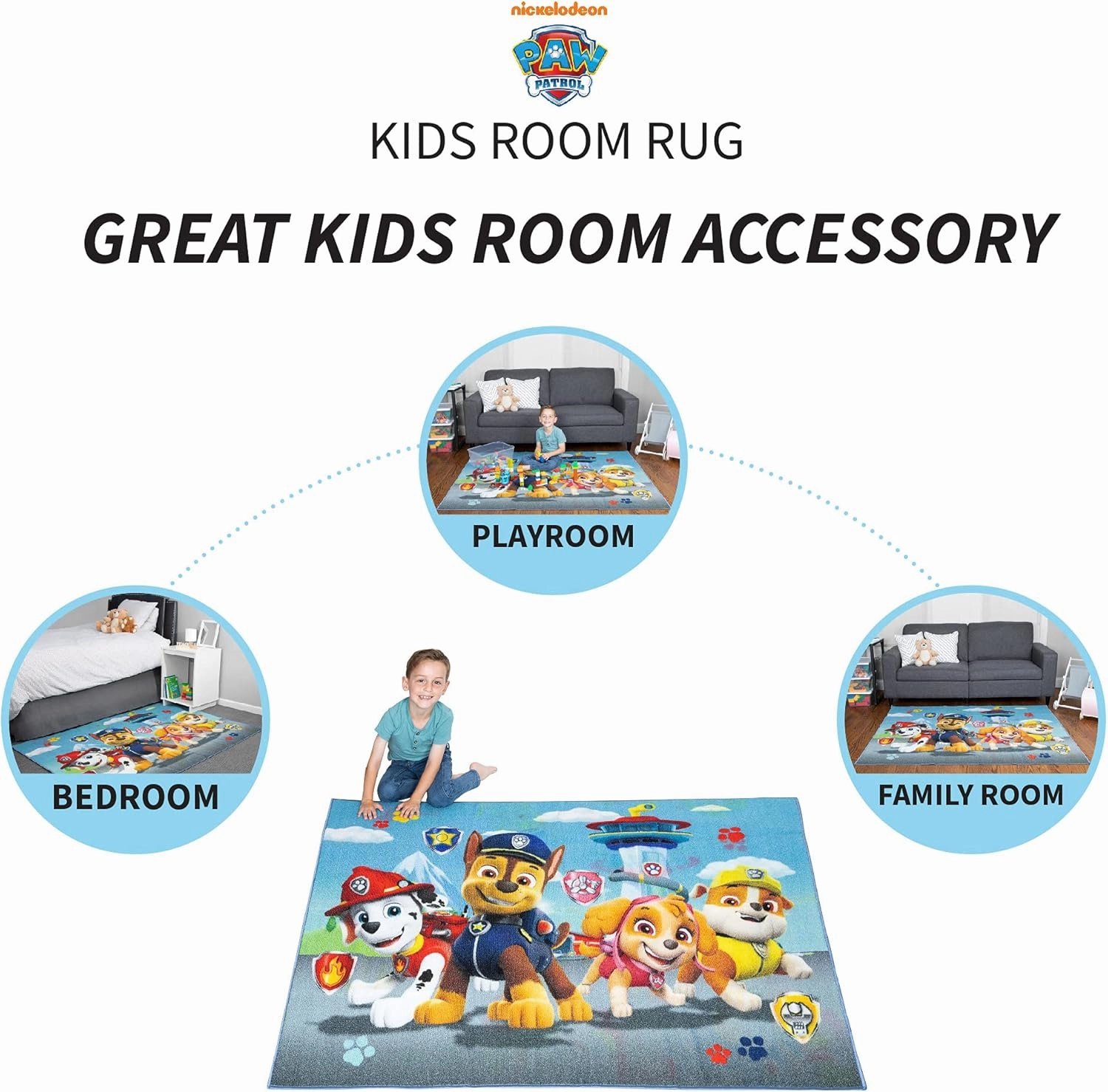 Franco Kids Room Non Slip Area Rug, 69 in x 52 in, Paw Patrol
