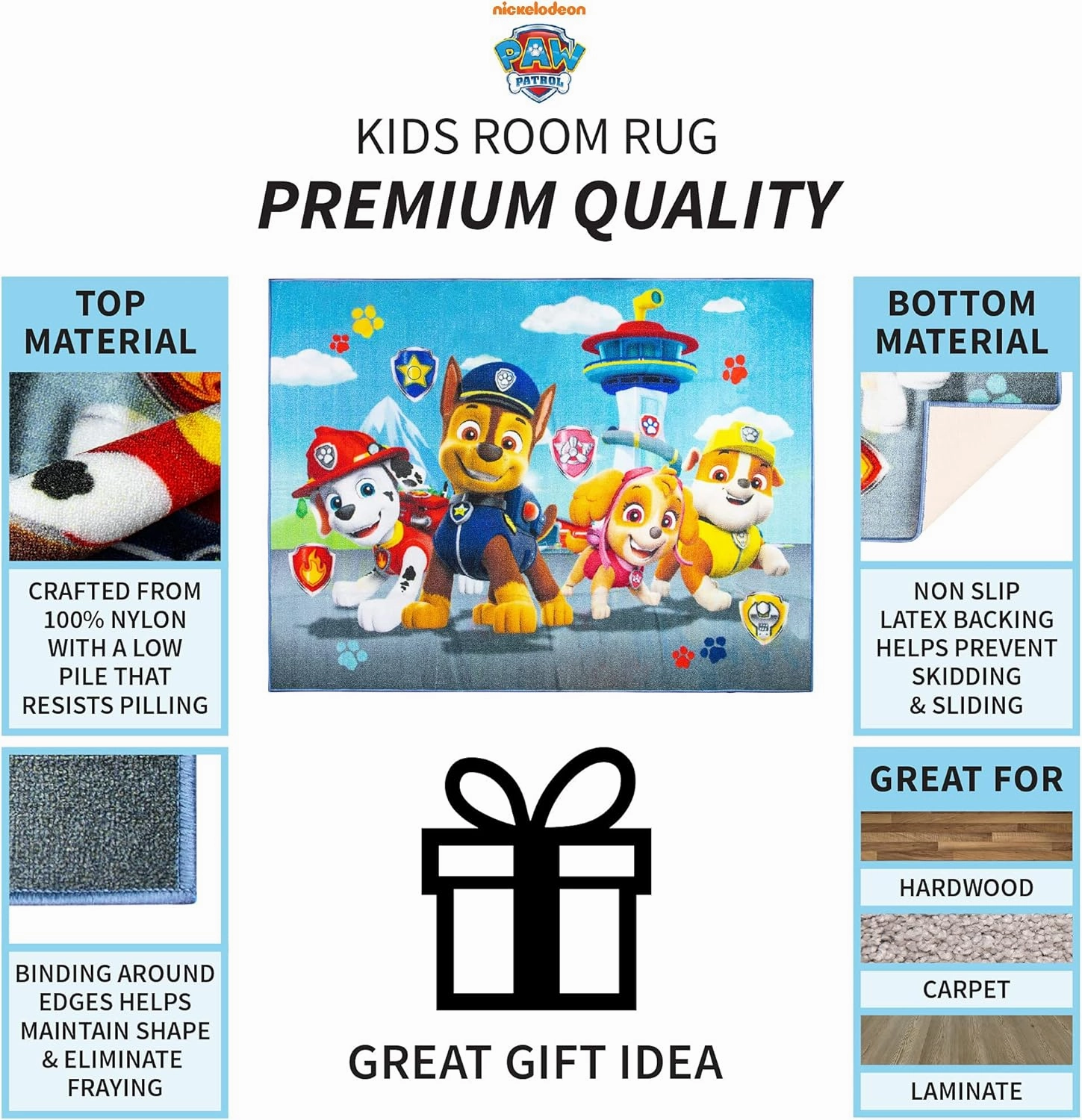 Franco Kids Room Non Slip Area Rug, 69 in x 52 in, Paw Patrol