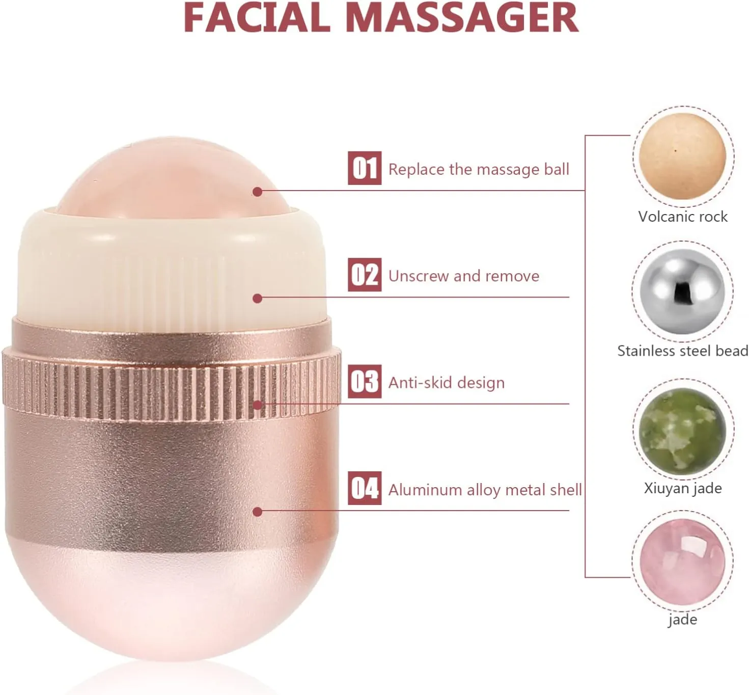 FRCOLOR 1set Jade Roller Facial Eye Care Tool Cooling Effect Volcanic for Skin Tightening and Relaxation Present for