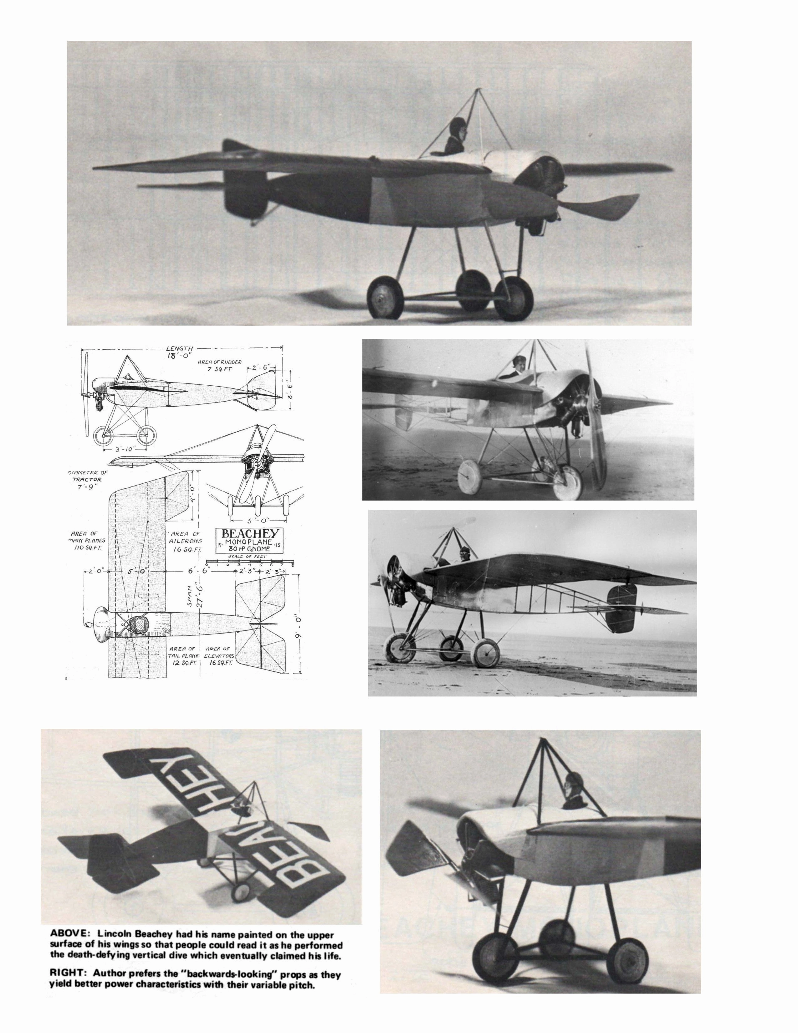Full Size Printed Peanut Scale Plans BEACHEY MONOPLANE is relatively simple and ligh